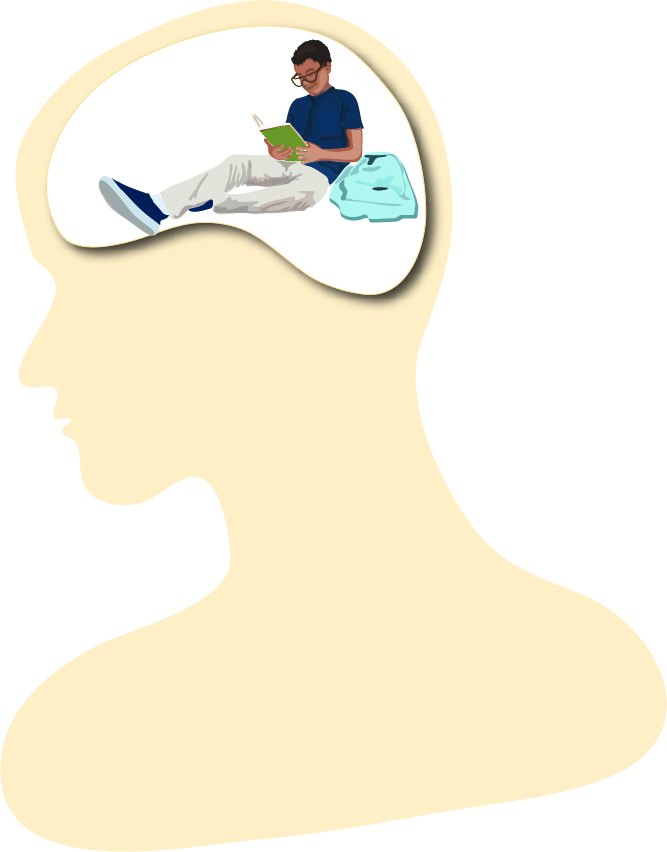 Thinking about boy reading a book by Susan Fluegel